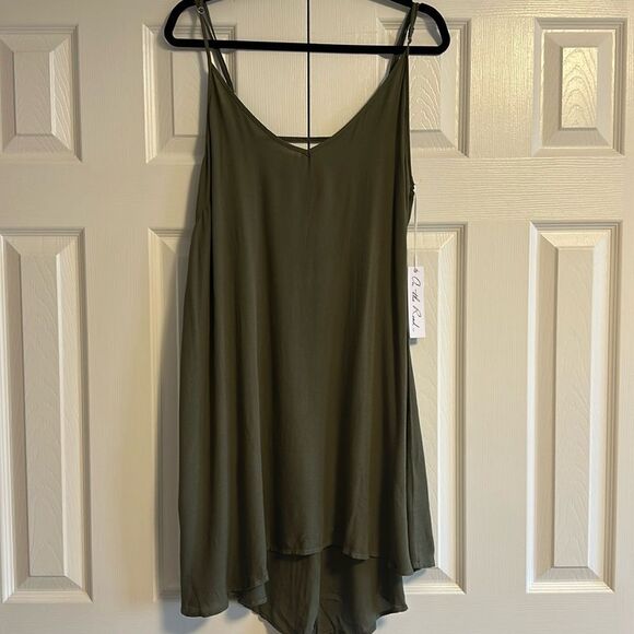 On the Road Women’s Olive Green Adjustablee Spaghetti Strap Dress or Cover-up - Picture 1 of 8